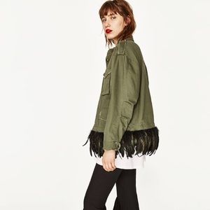 Zara Army Green Feather Jacket (XL)